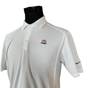 Nike Golf Men's Dri-Fit White Short Sleeve Polo Shirt Small CNBC